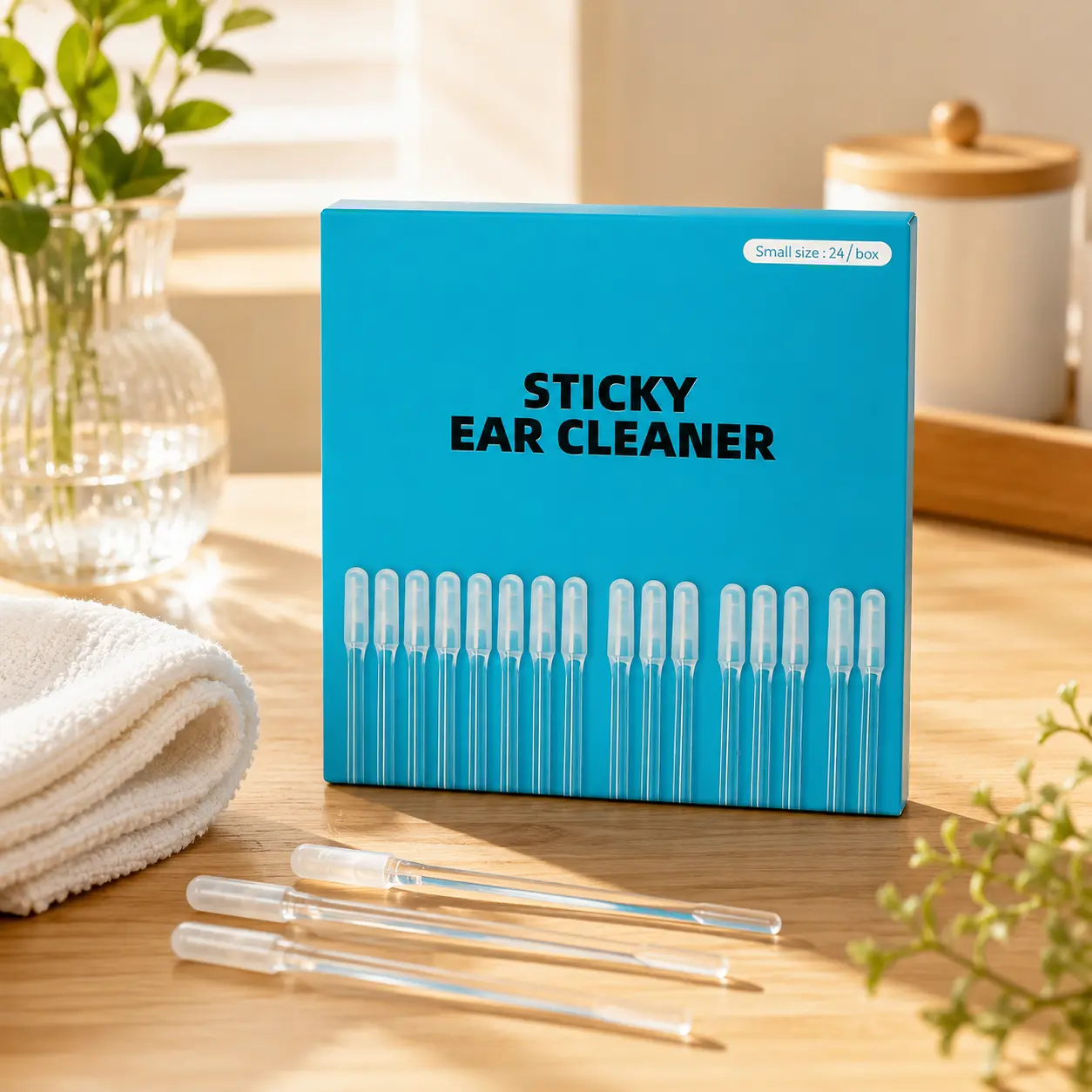 24pcs Reusable Sticky Ear Cleaning Stick, Soft Adhesive Tip for Dry Earwax, Portable Ear Cleaner & Ear Hygiene Tool
